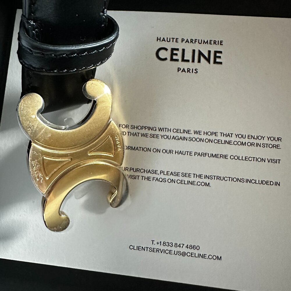 ✨ Celine Medium 25MM Triomphe Belt in Taurillon Leather – Black ✨